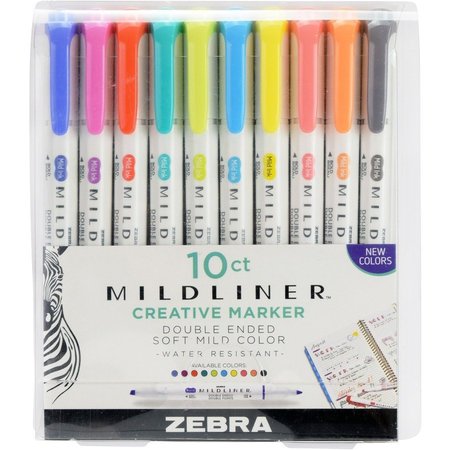 ZEBRA PEN Highlighter, Double-Ended, Bold/Fine, 10/PK, Assorted 10PK ZEB78501